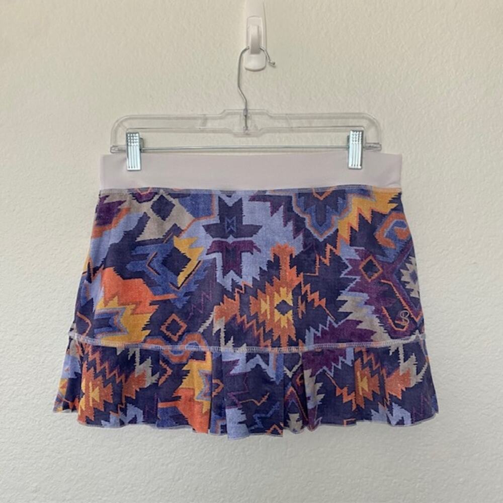 Sofibella Skort 13" Multicolor Aztec Print‎ Front Hem Pleat Tennis Women Medium - Picture 6 of 6